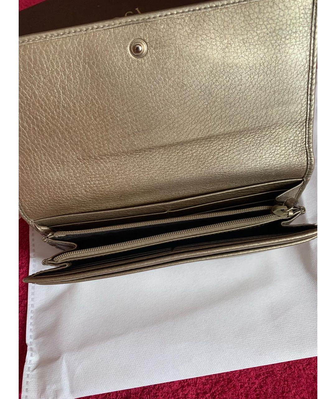 GUCCI Золотой кожаный кошелек, фото 3