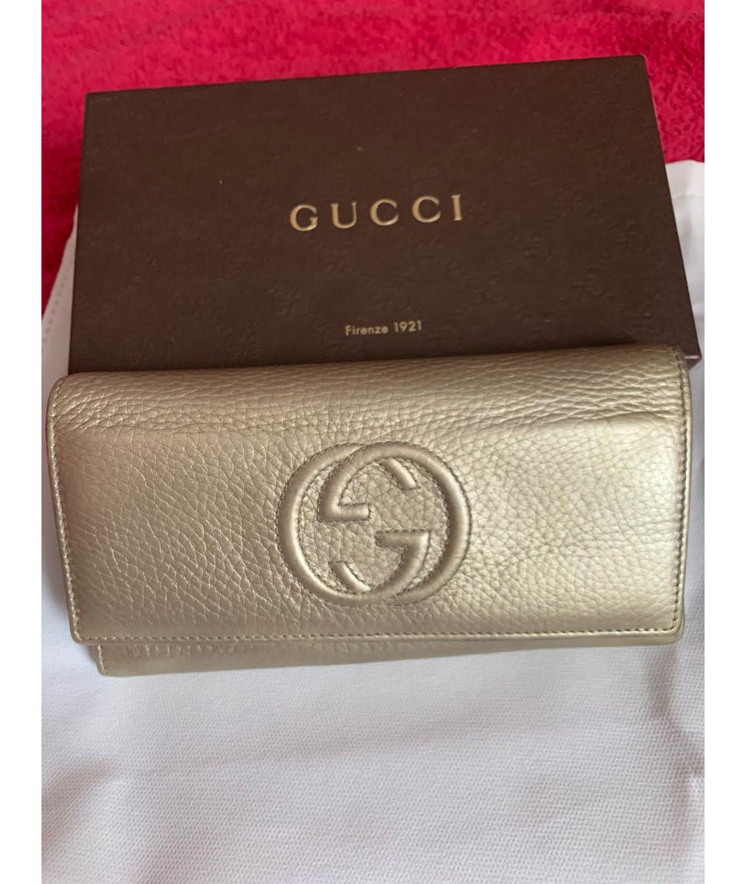 GUCCI Золотой кожаный кошелек, фото 5