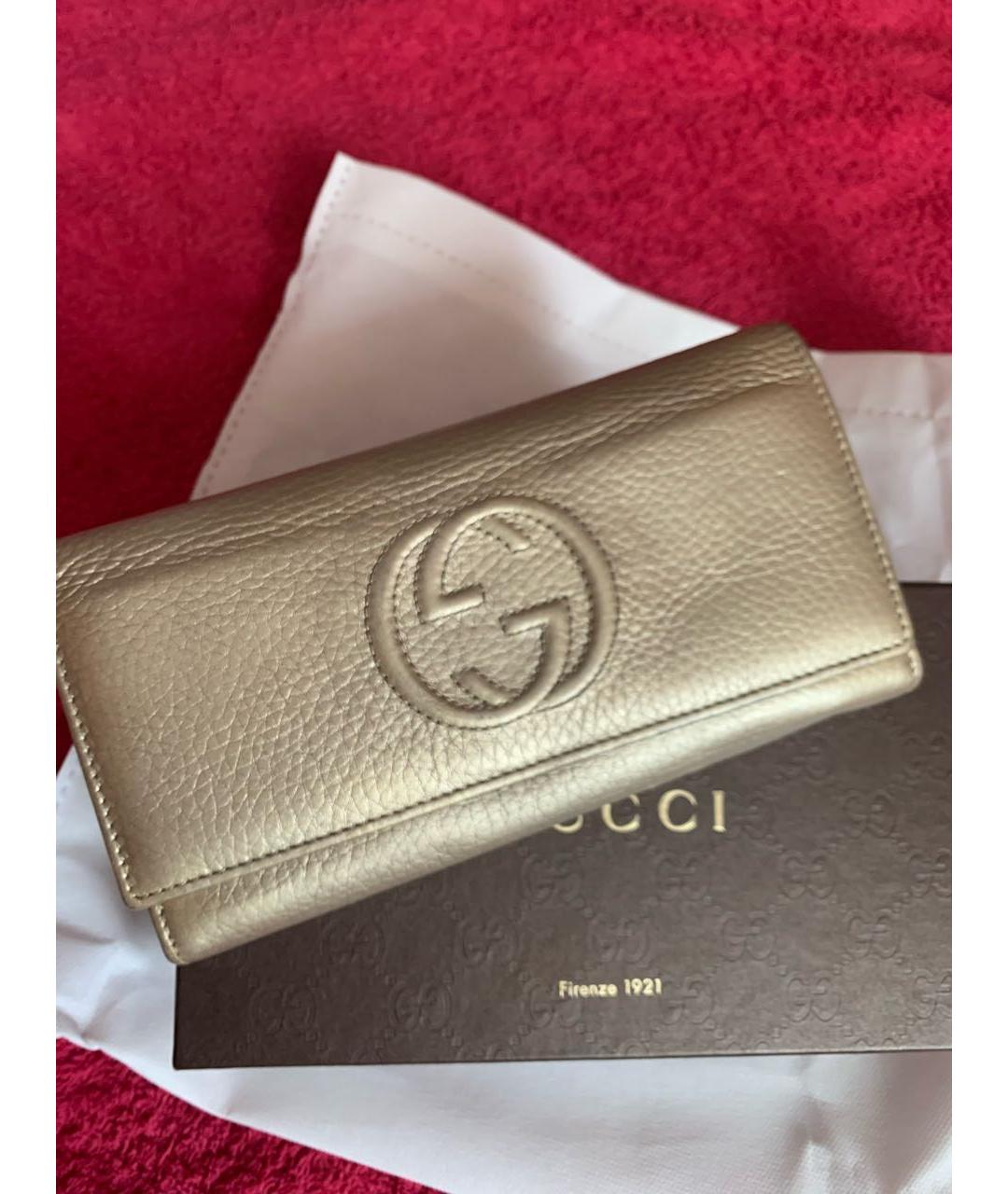 GUCCI Золотой кожаный кошелек, фото 4