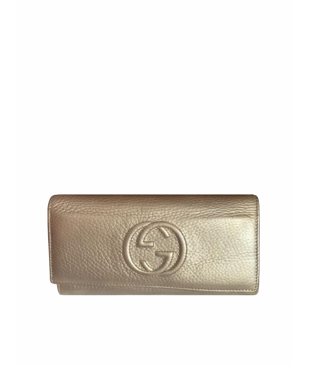GUCCI Золотой кожаный кошелек, фото 1