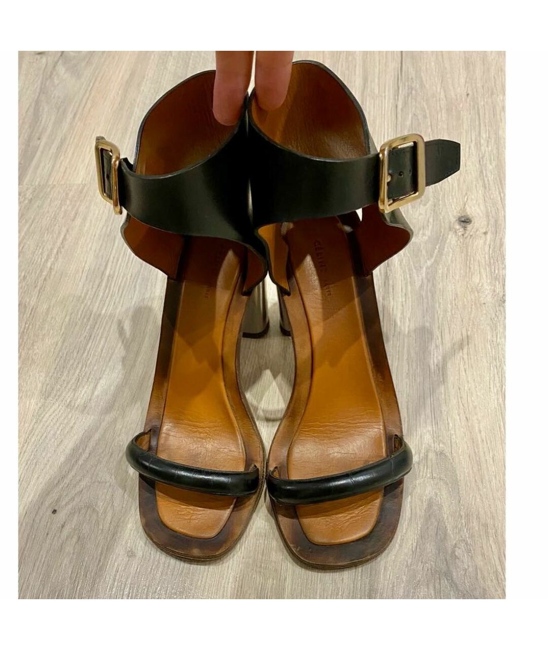 CELINE Черные кожаные босоножки, фото 2
