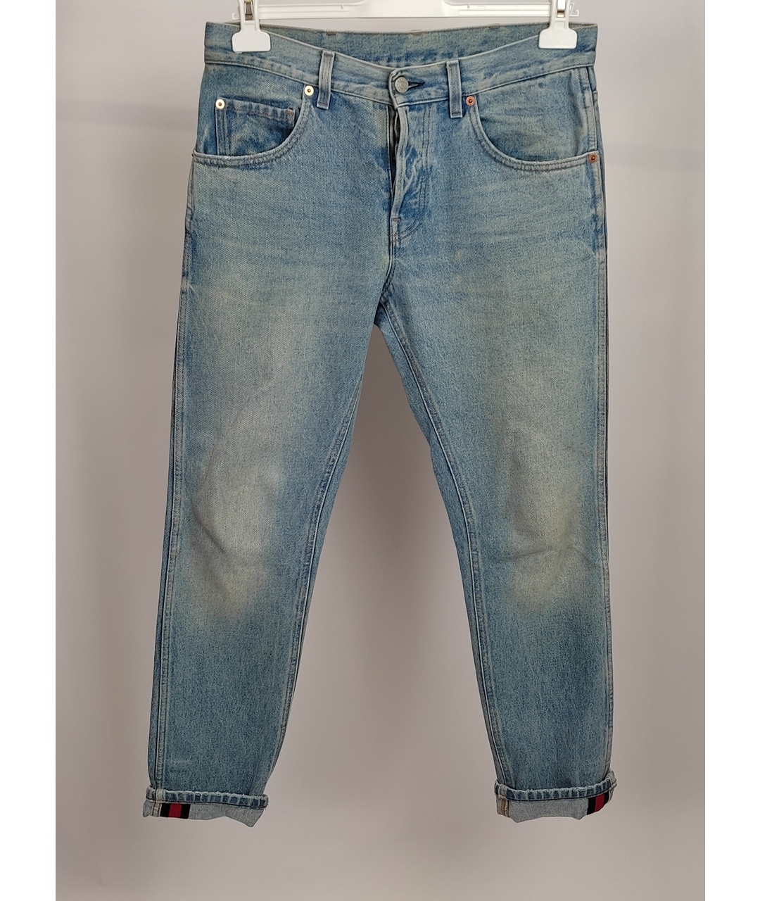 GUCCI Синие хлопковые прямые джинсы, фото 6