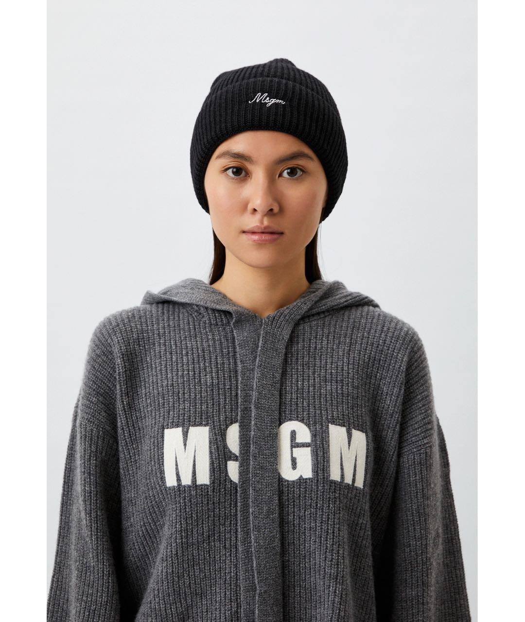 MSGM Черная шерстяная шапка, фото 5