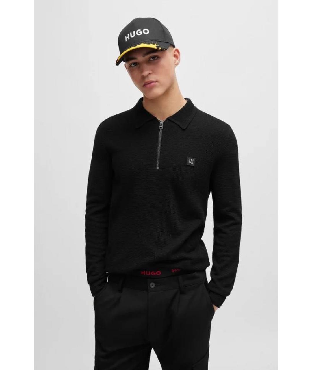 HUGO BOSS Черный хлопковый джемпер / свитер, фото 2