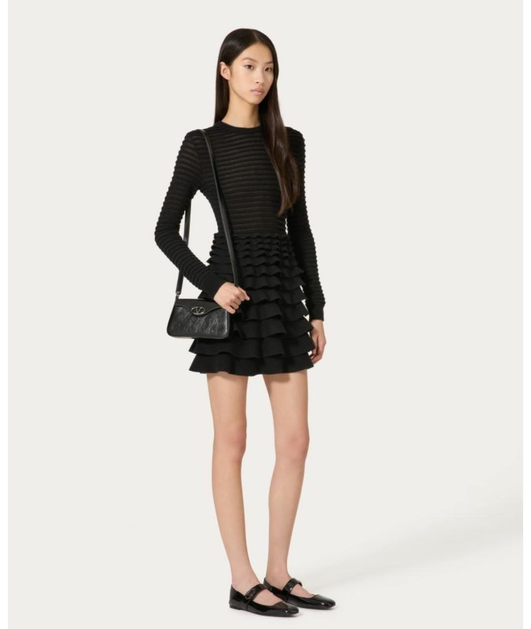 VALENTINO Черное вискозное повседневное платье, фото 2