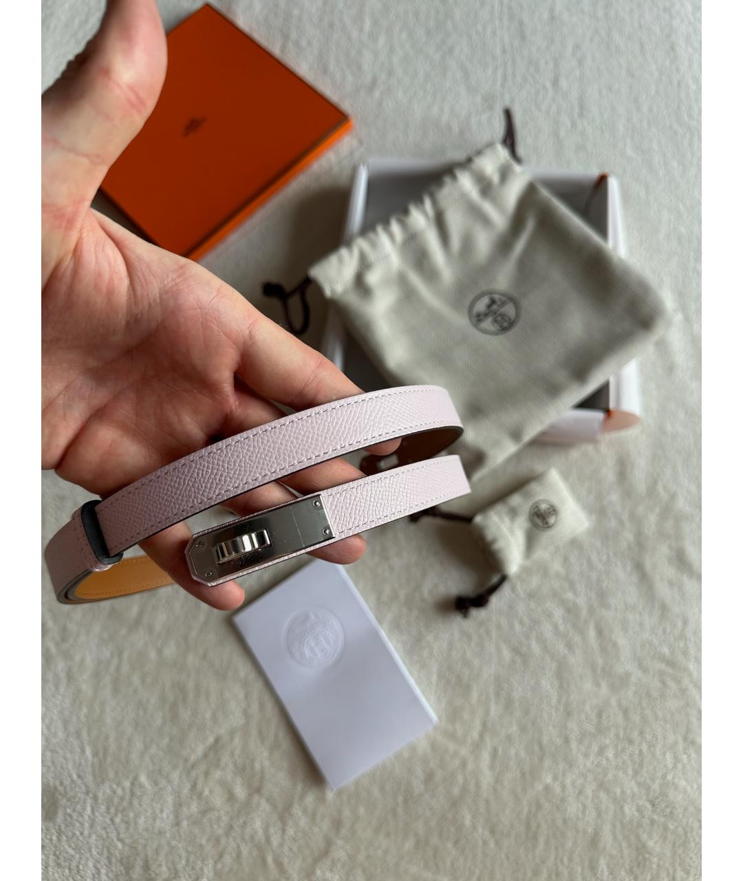 HERMES Розовый кожаный ремень, фото 2