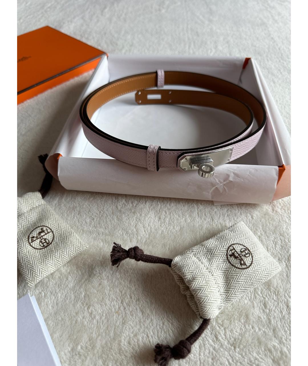 HERMES Розовый кожаный ремень, фото 3
