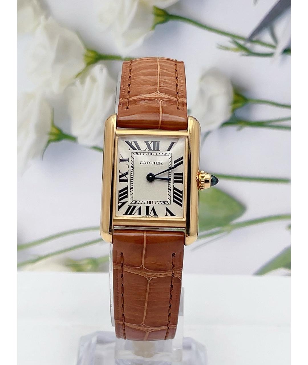 CARTIER Белые часы из желтого золота, фото 6