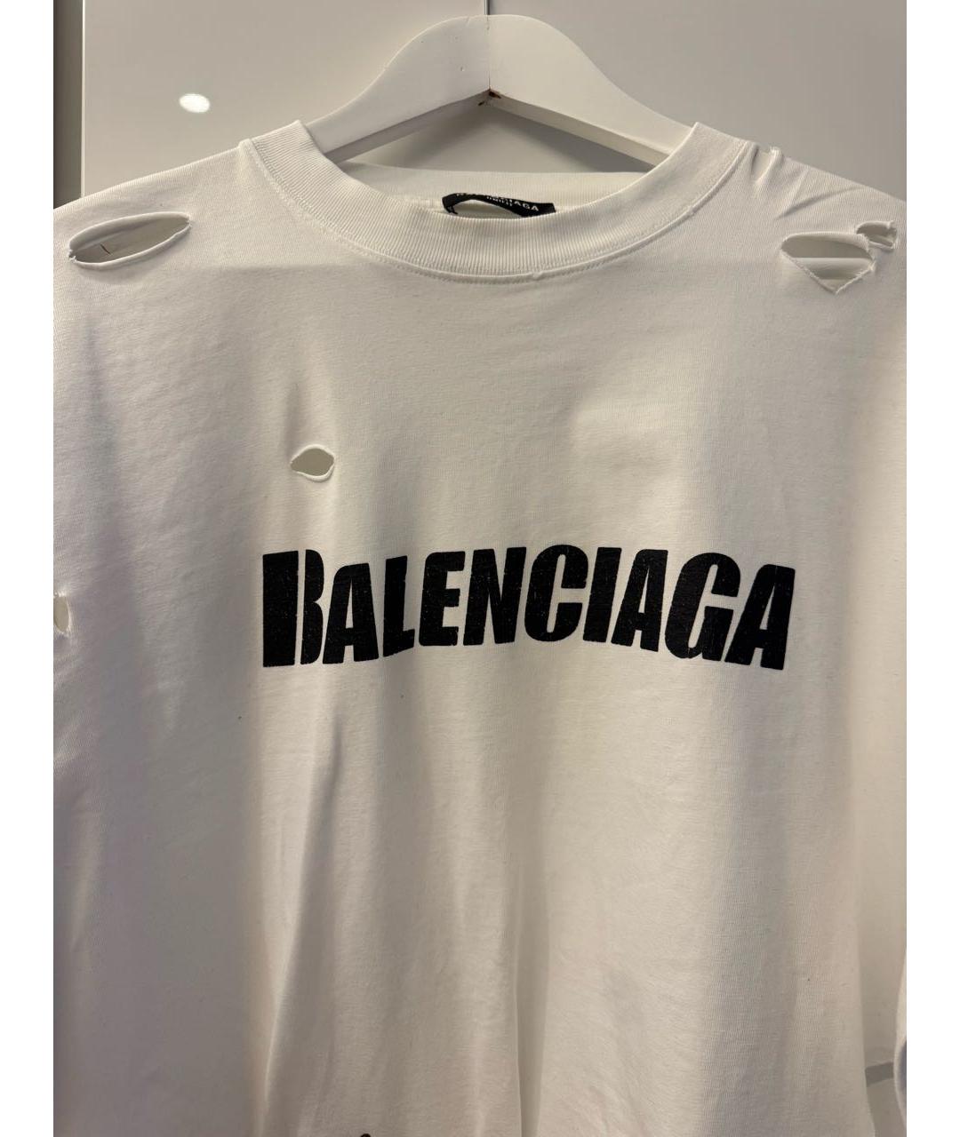 BALENCIAGA Белая хлопковая футболка, фото 2