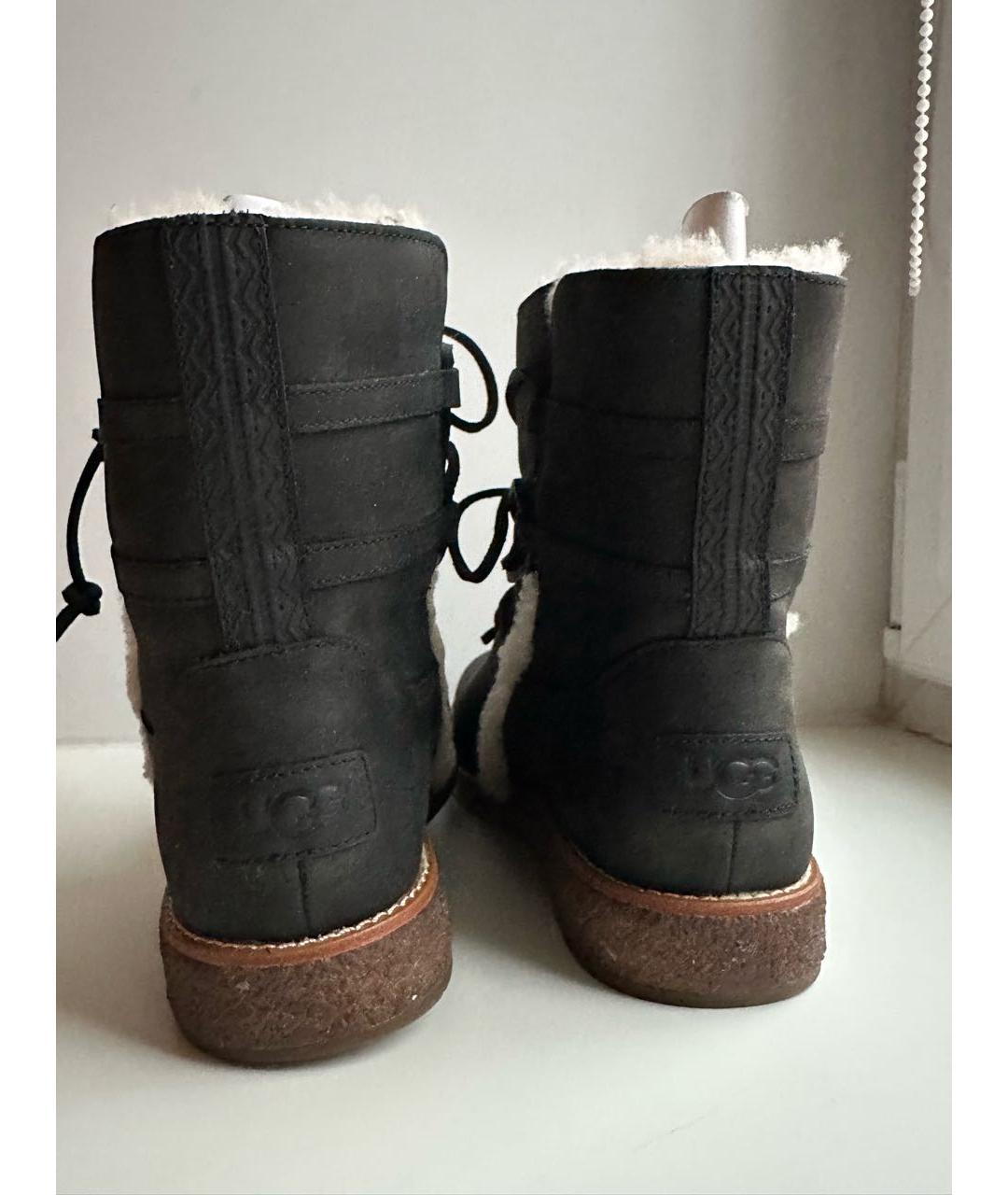 UGG AUSTRALIA Черные кожаные полусапоги, фото 4