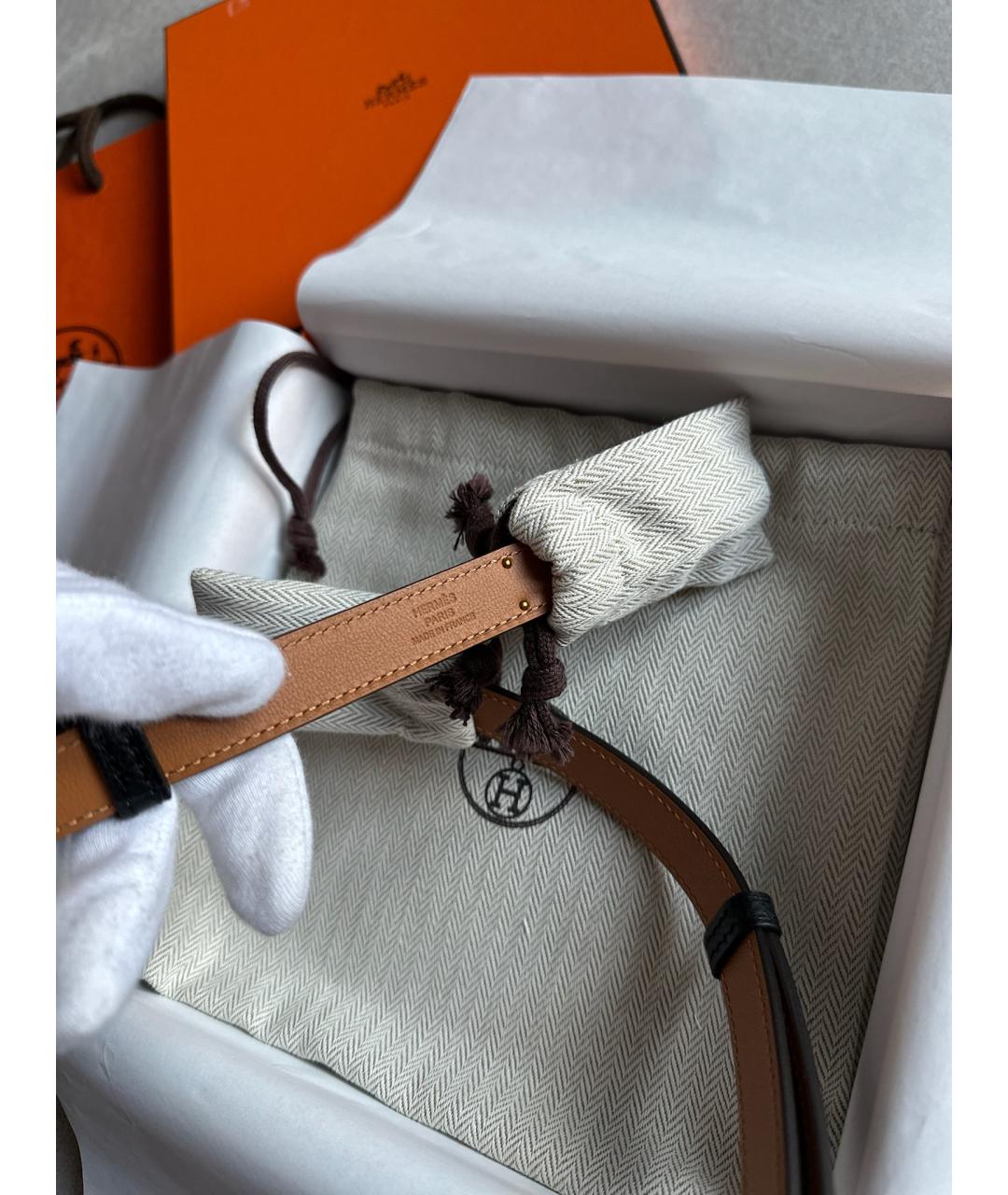 HERMES Черный кожаный ремень, фото 4