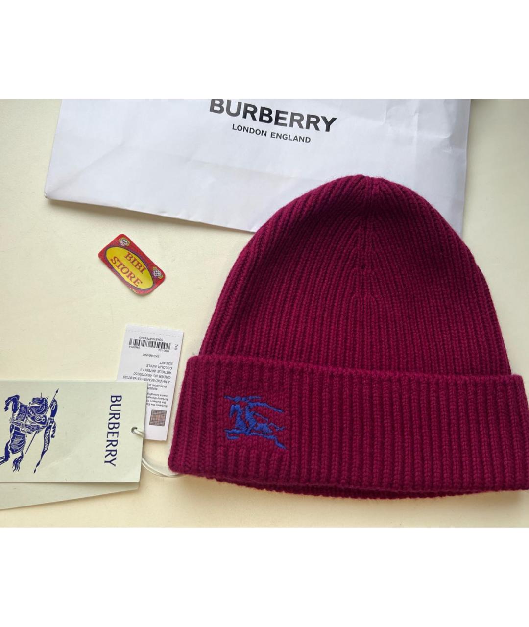 BURBERRY Бордовая кашемировая шапка, фото 9