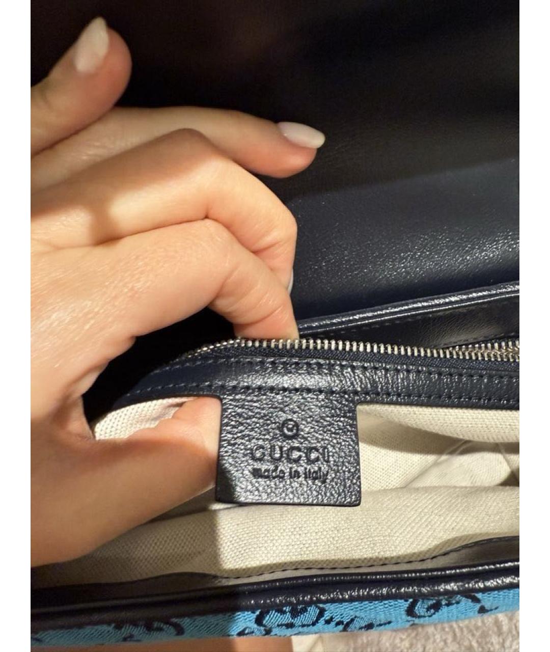 GUCCI Синяя тканевая сумка через плечо, фото 4