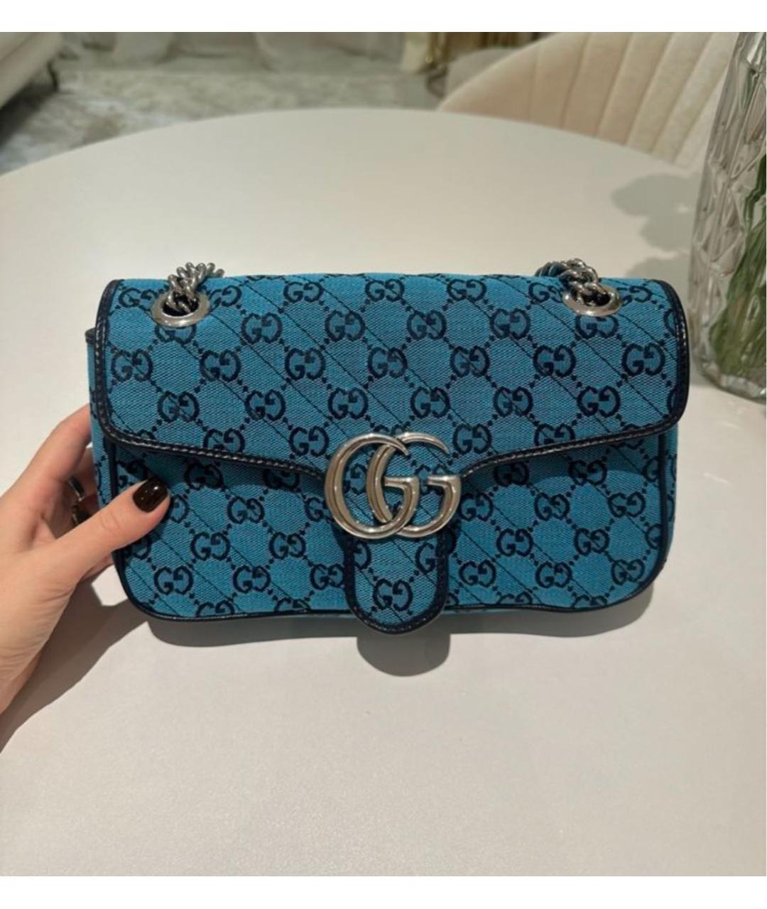 GUCCI Синяя тканевая сумка через плечо, фото 2