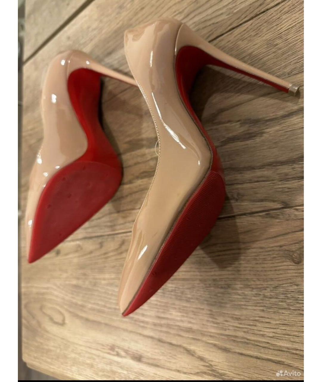 CHRISTIAN LOUBOUTIN Бежевые туфли из лакированной кожи, фото 4