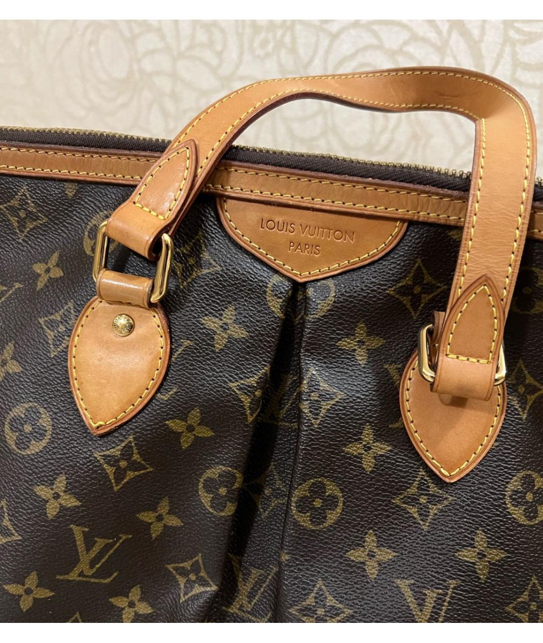 LOUIS VUITTON Коричневая кожаная сумка с короткими ручками, фото 3