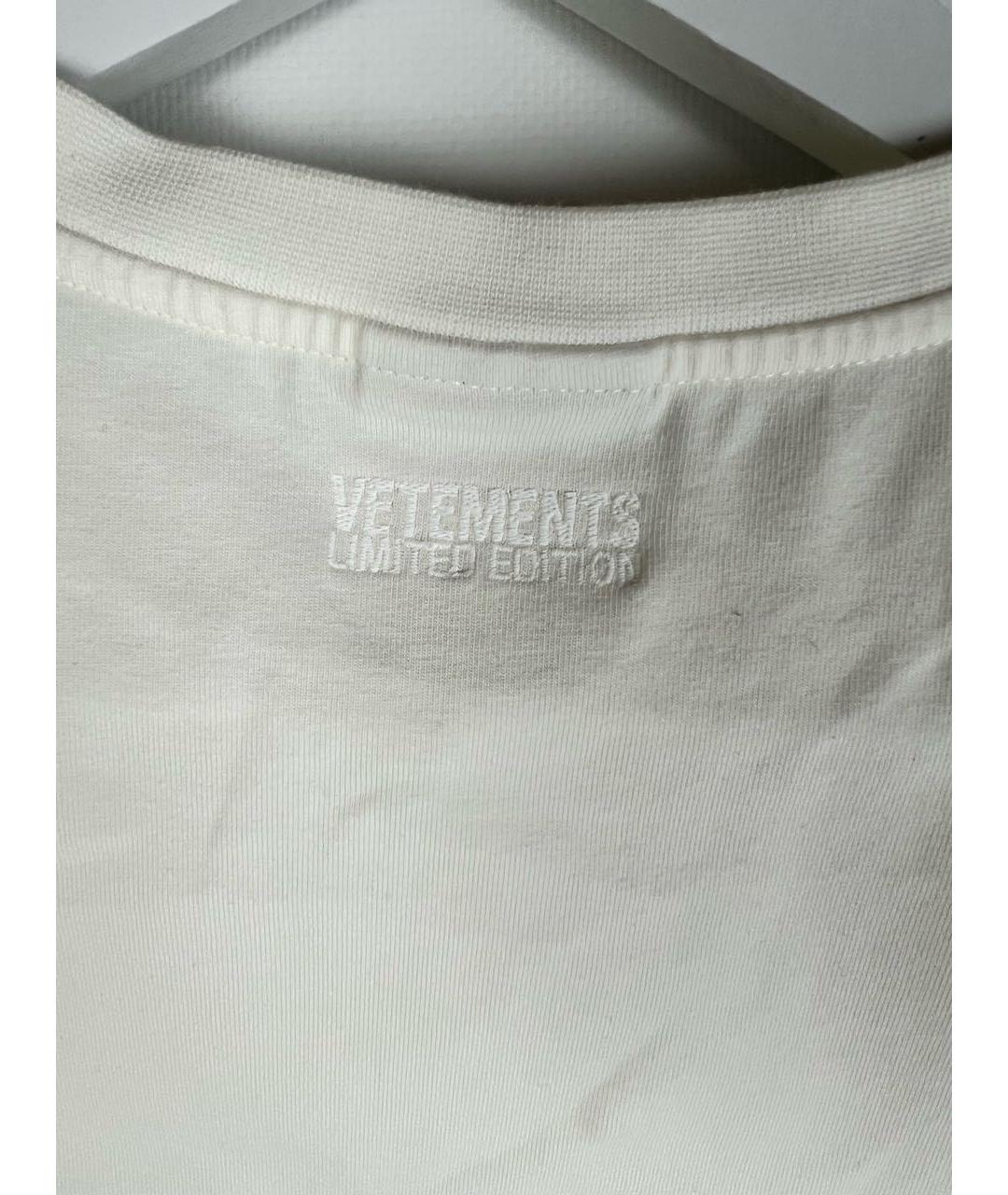 VETEMENTS Белая хлопко-эластановая футболка, фото 5