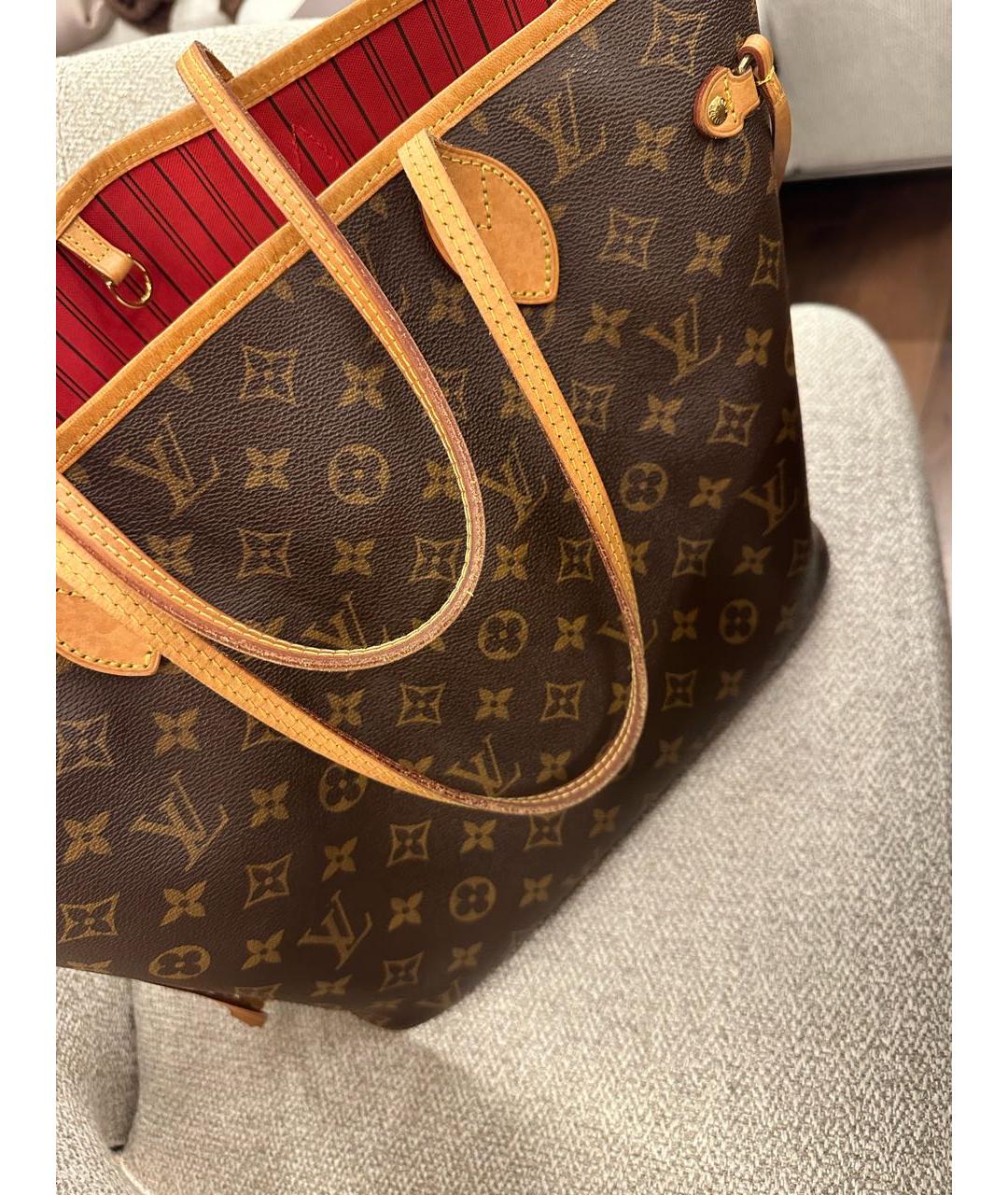 LOUIS VUITTON Коричневая кожаная сумка тоут, фото 3