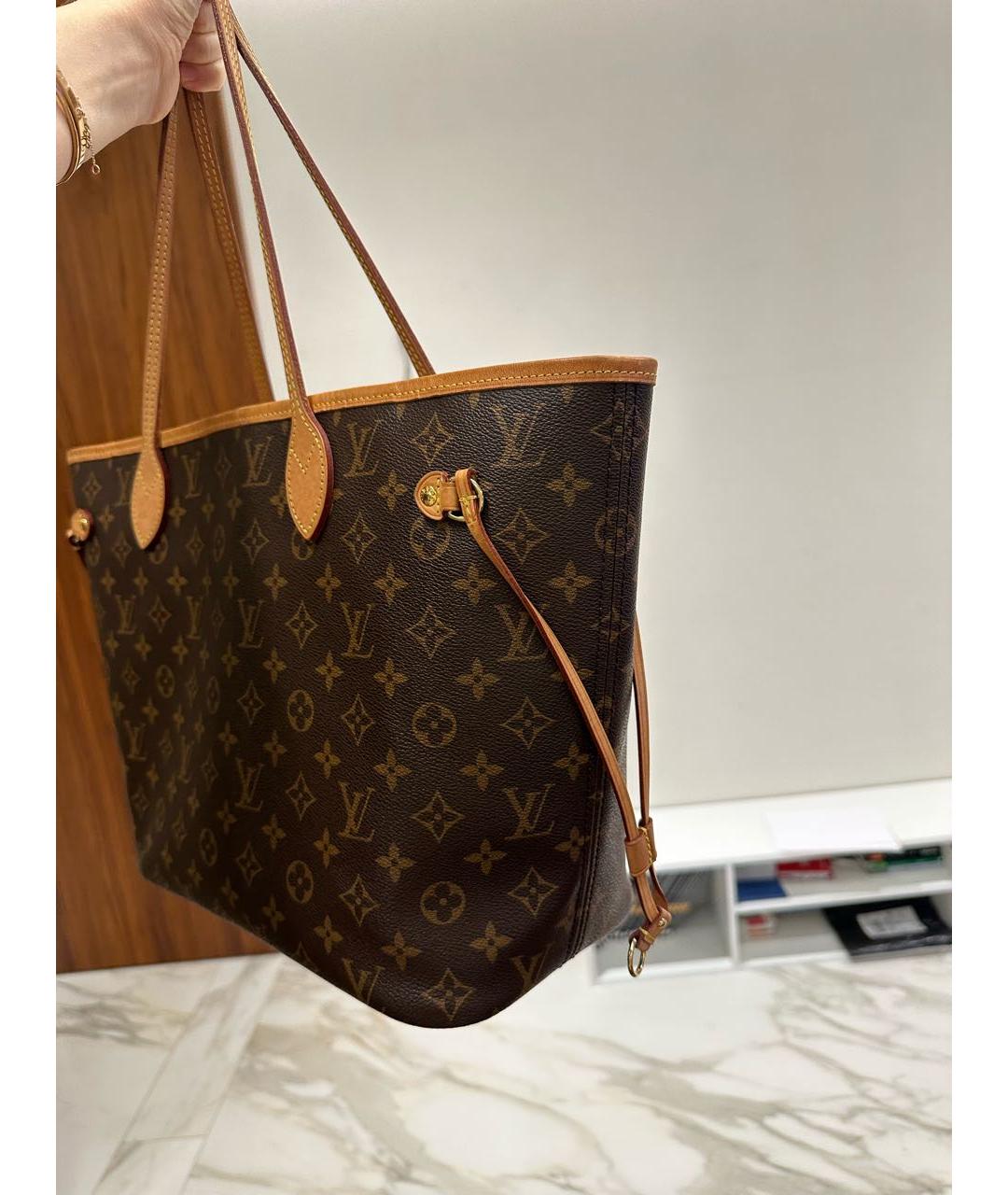 LOUIS VUITTON Коричневая кожаная сумка тоут, фото 4