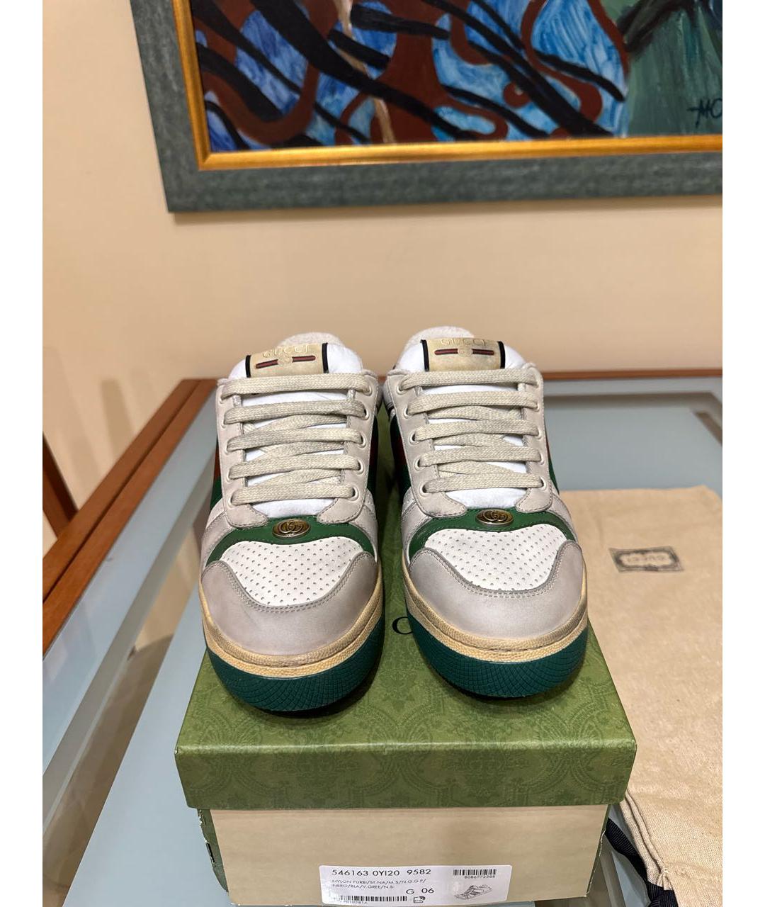 GUCCI Бежевые кожаные низкие кроссовки / кеды, фото 2