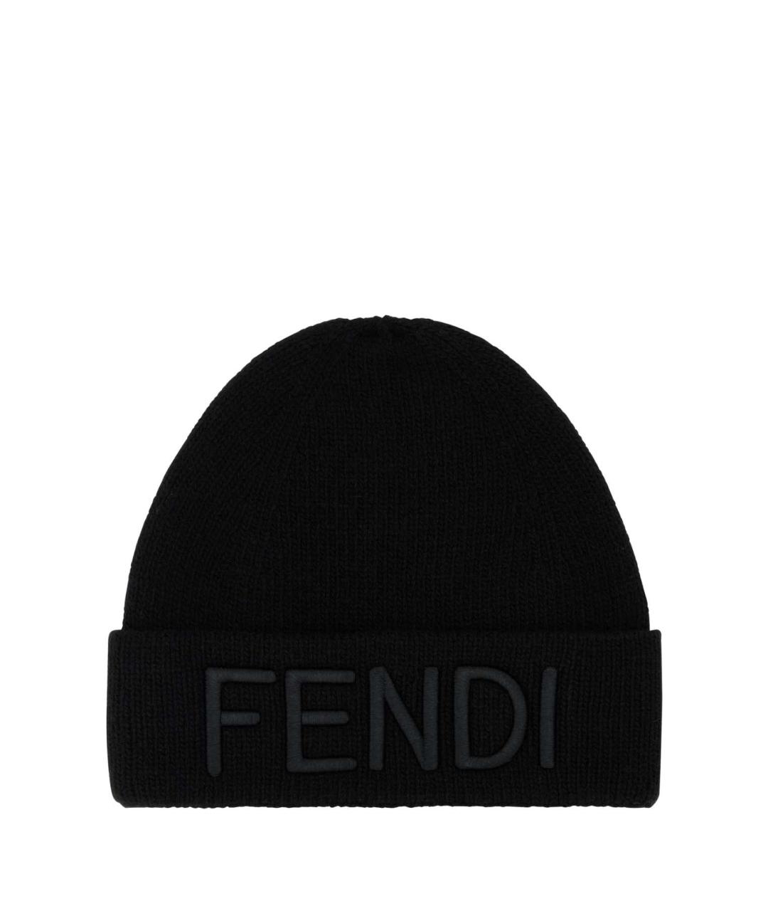 FENDI Черная шерстяная шапка, фото 1