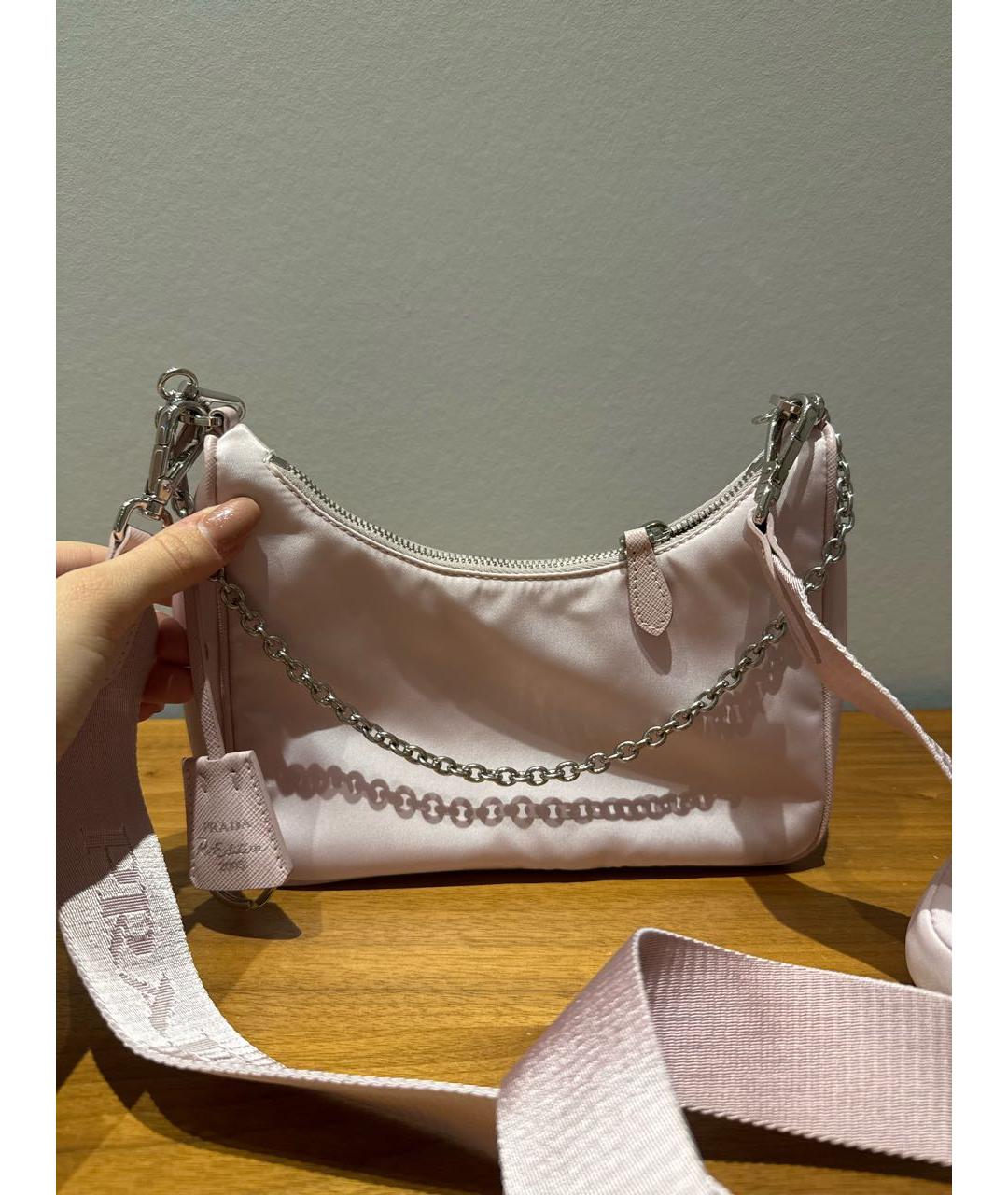 PRADA Розовая синтетическая сумка через плечо, фото 3