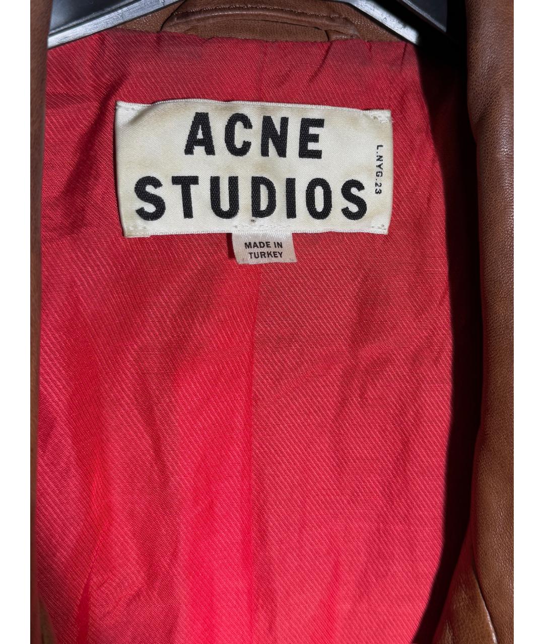 ACNE STUDIOS Коричневая кожаная куртка, фото 5