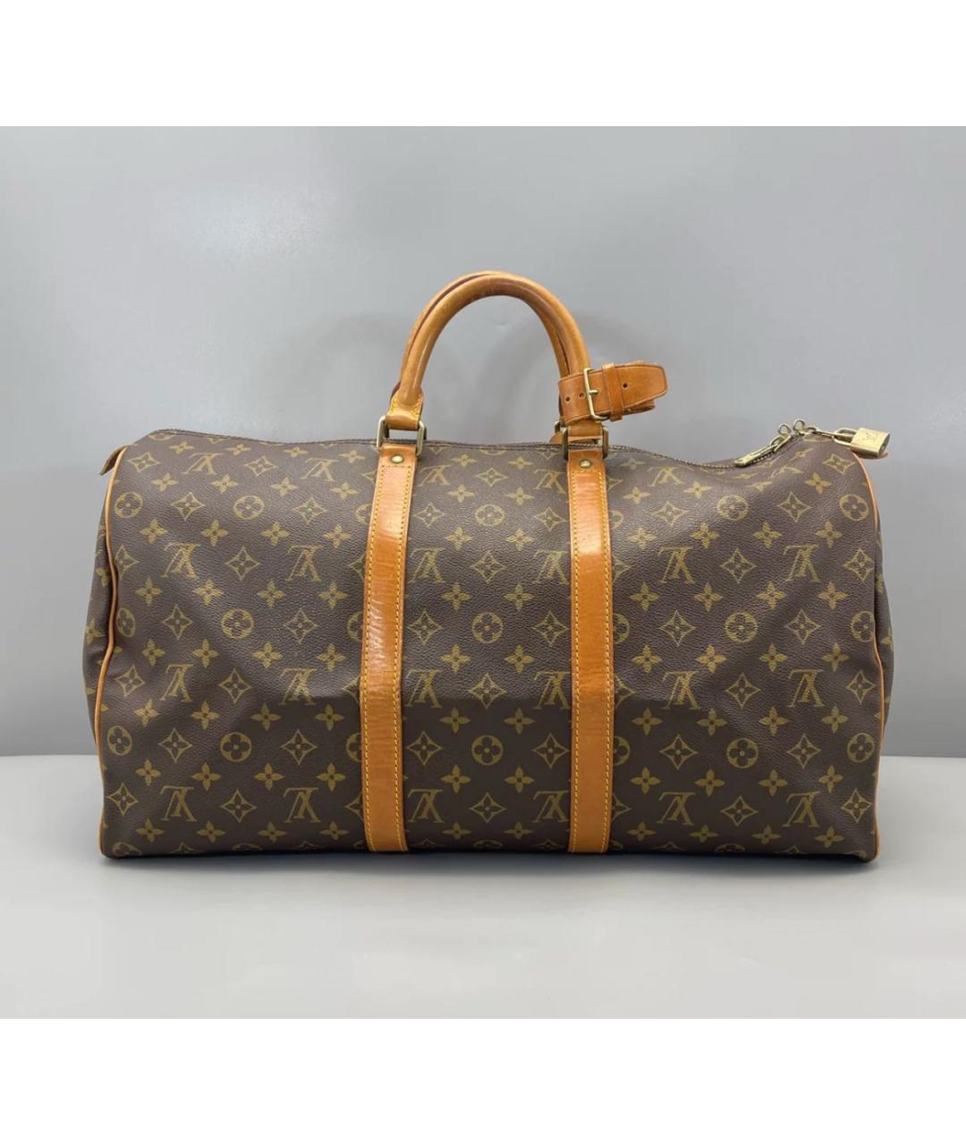 LOUIS VUITTON Коричневая кожаная дорожная/спортивная сумка, фото 3