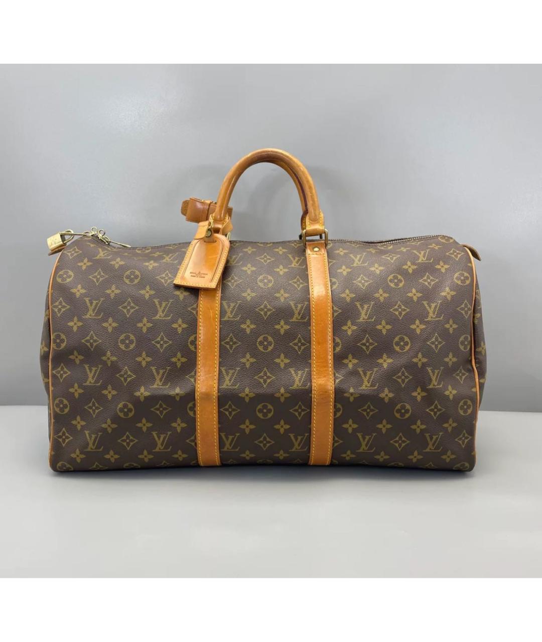 LOUIS VUITTON Коричневая кожаная дорожная/спортивная сумка, фото 2