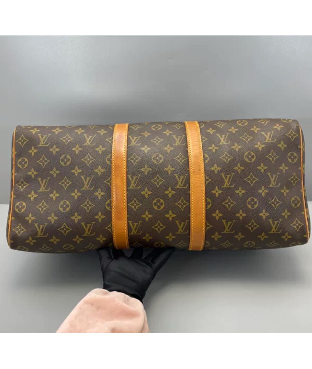 LOUIS VUITTON Коричневая кожаная дорожная/спортивная сумка, фото 4