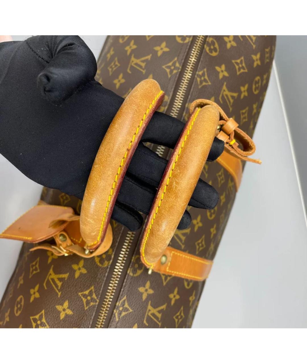 LOUIS VUITTON Коричневая кожаная дорожная/спортивная сумка, фото 5