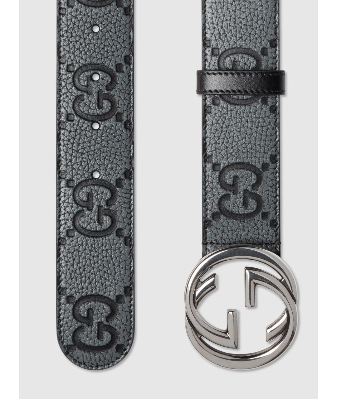 GUCCI Серый кожаный ремень, фото 3