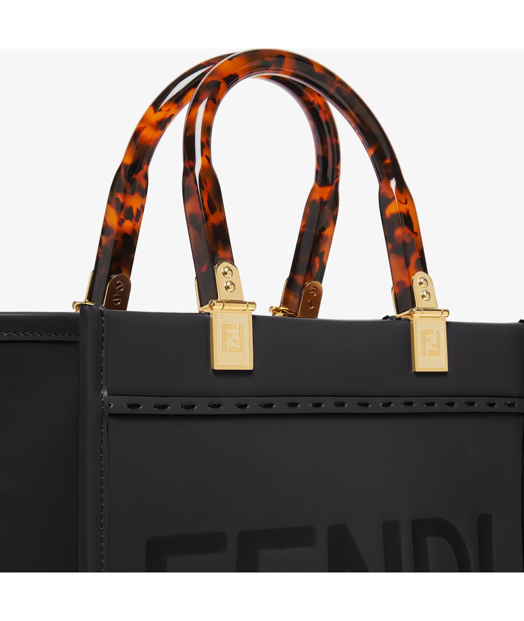 FENDI Черная кожаная сумка тоут, фото 5