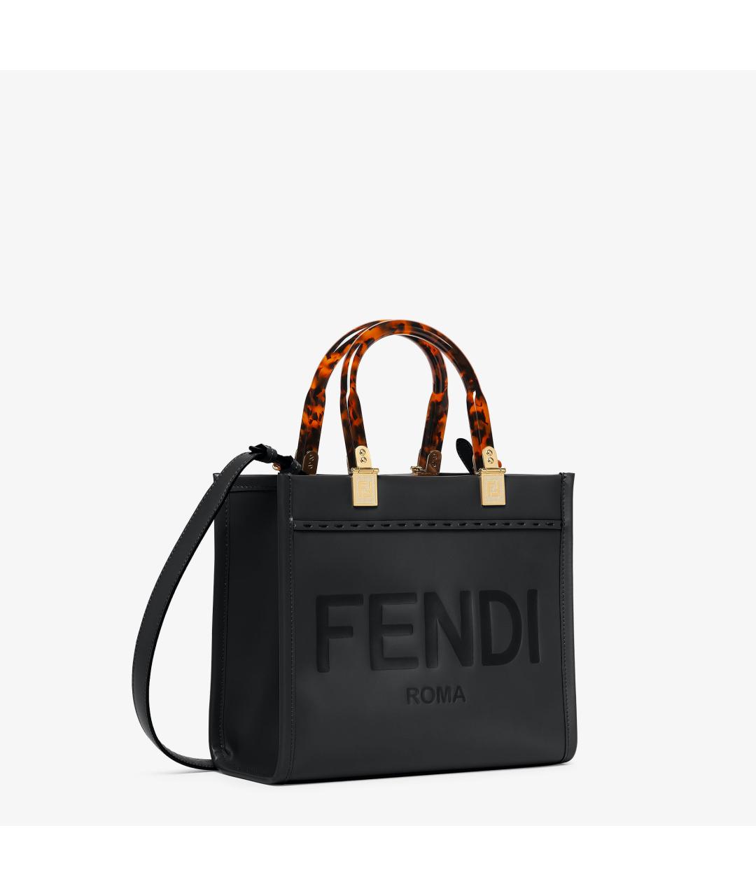 FENDI Черная кожаная сумка тоут, фото 2