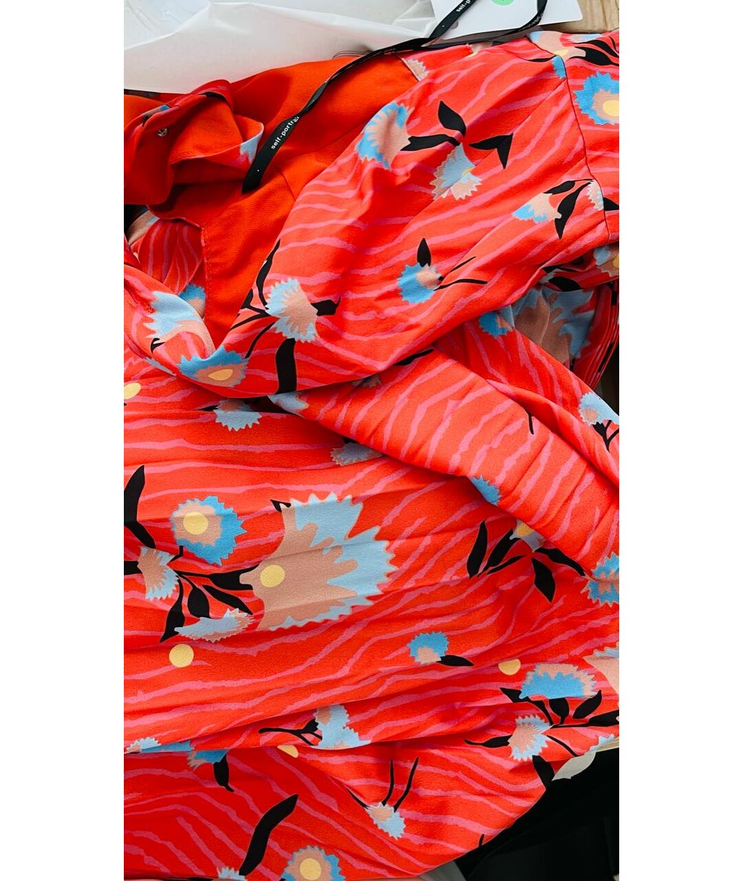 SELF-PORTRAIT Коралловое полиэстеровое повседневное платье, фото 6