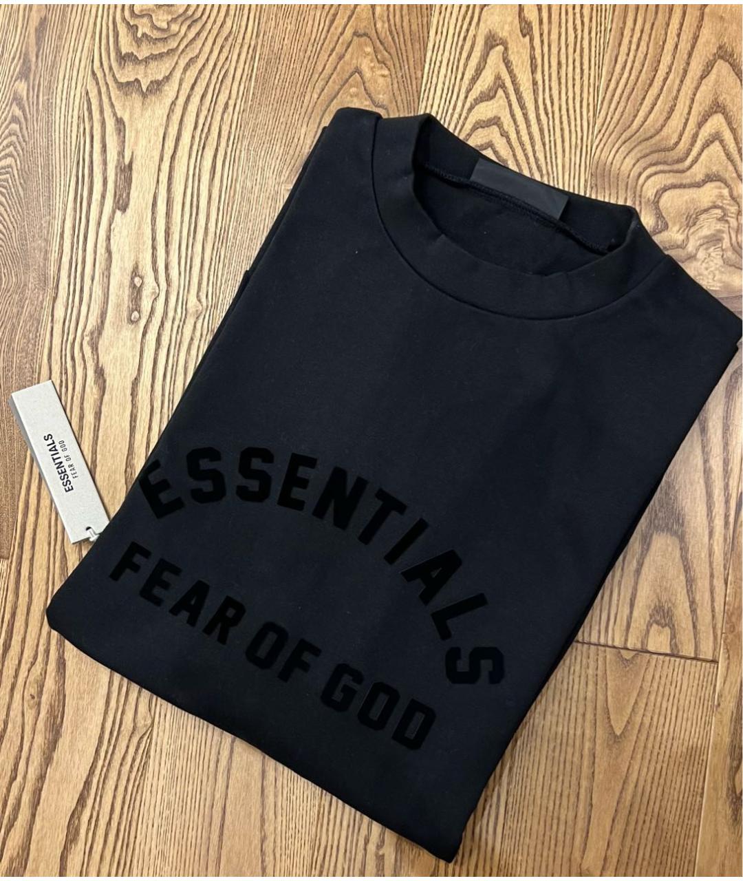 FEAR OF GOD ESSENTIALS Черная хлопковая футболка, фото 4