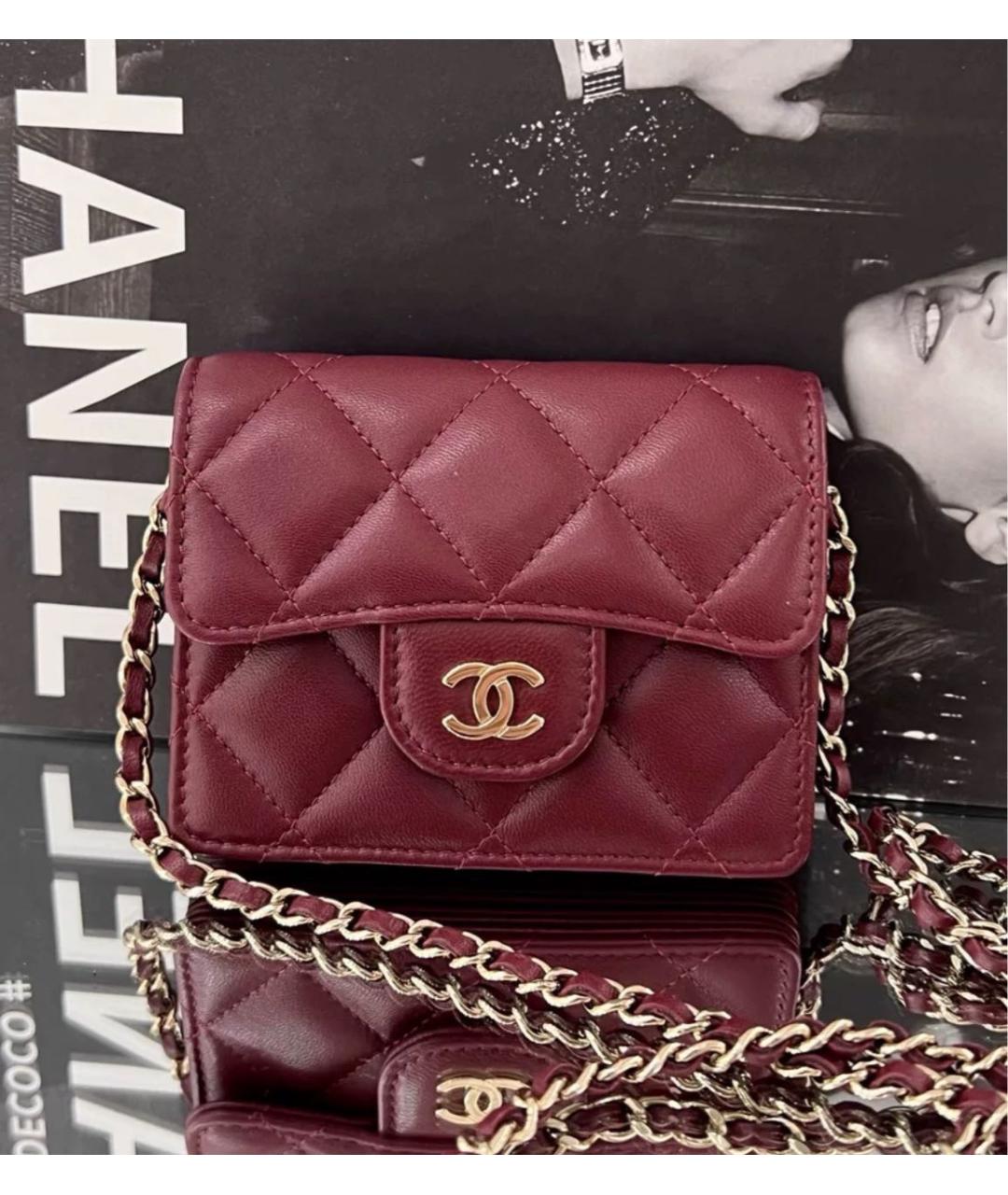 CHANEL Бордовая кожаная сумка через плечо, фото 2