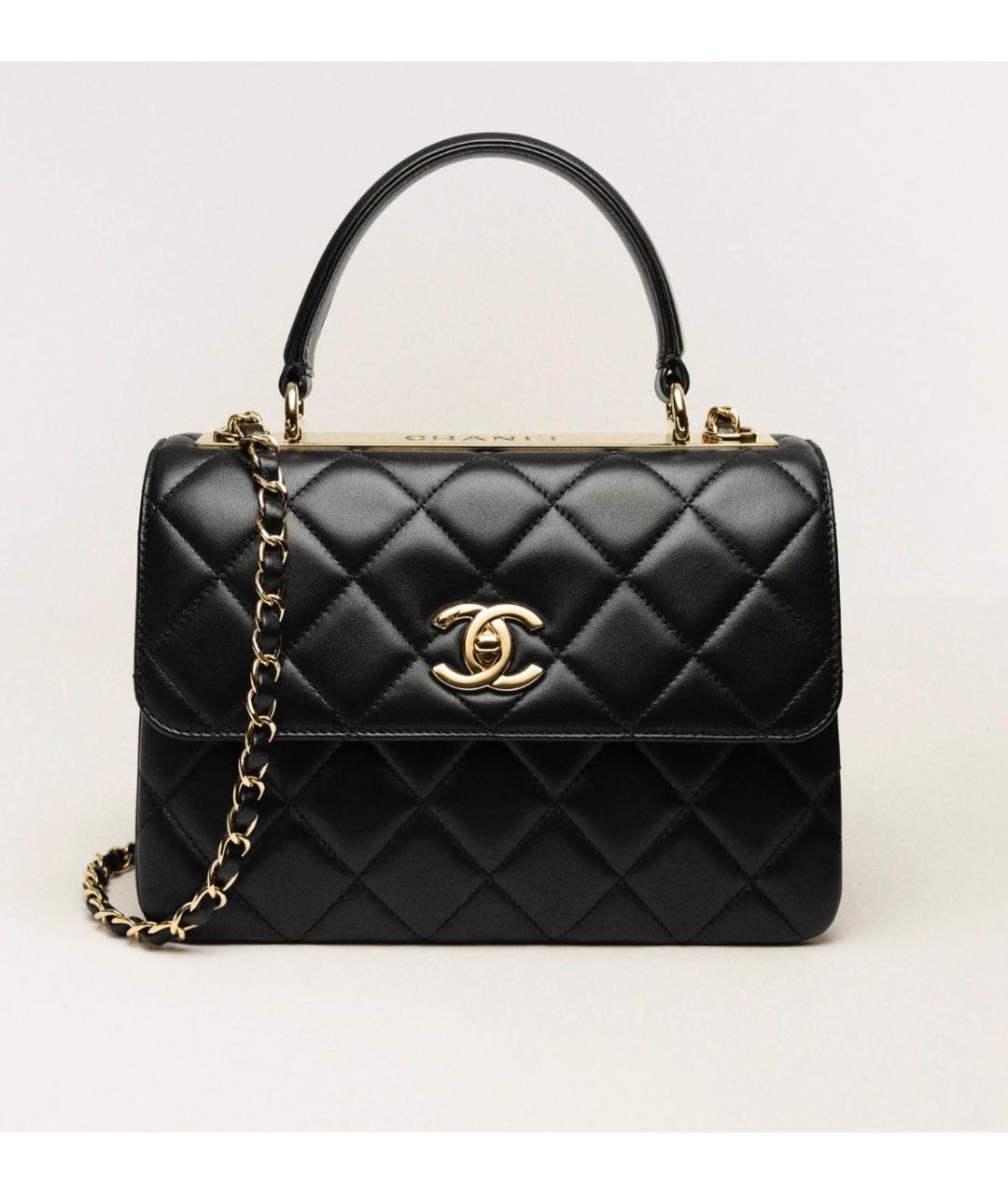 CHANEL Черная кожаная сумка с короткими ручками, фото 9