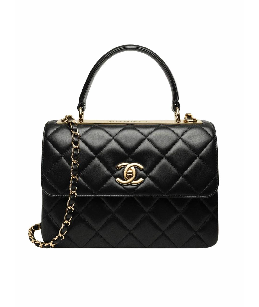 CHANEL Черная кожаная сумка с короткими ручками, фото 1