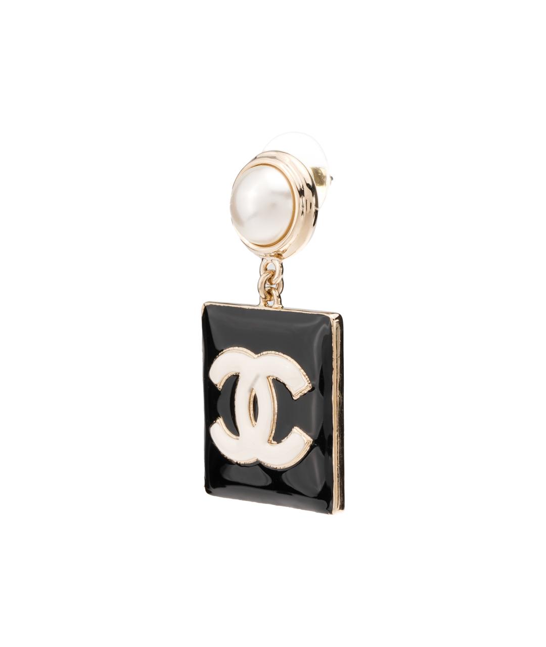 CHANEL Черные металлические серьги, фото 2