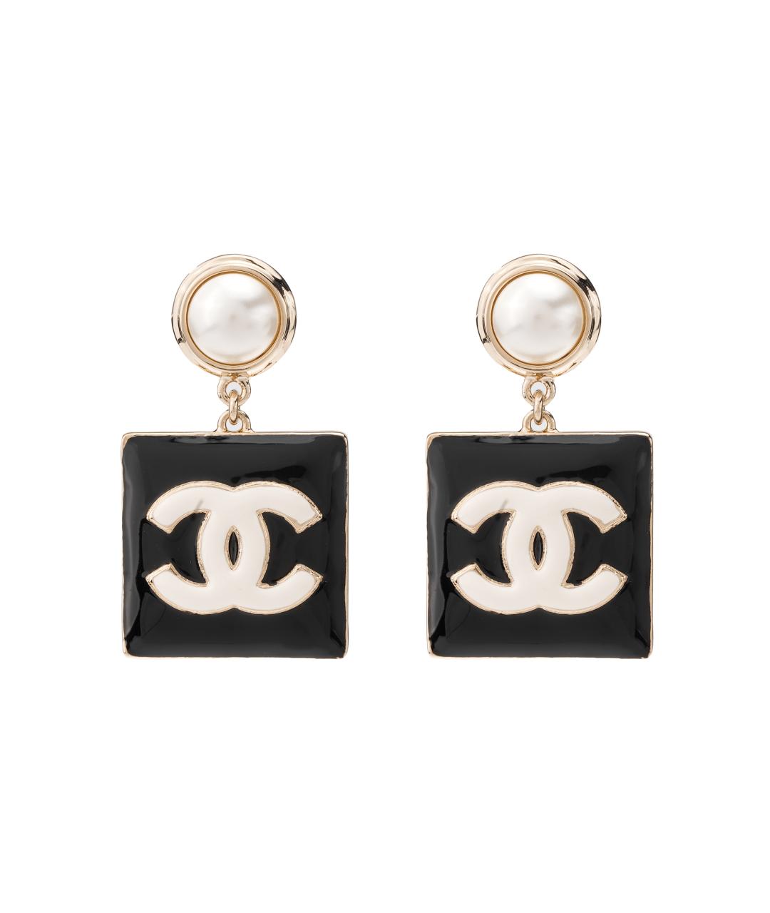 CHANEL Черные металлические серьги, фото 1