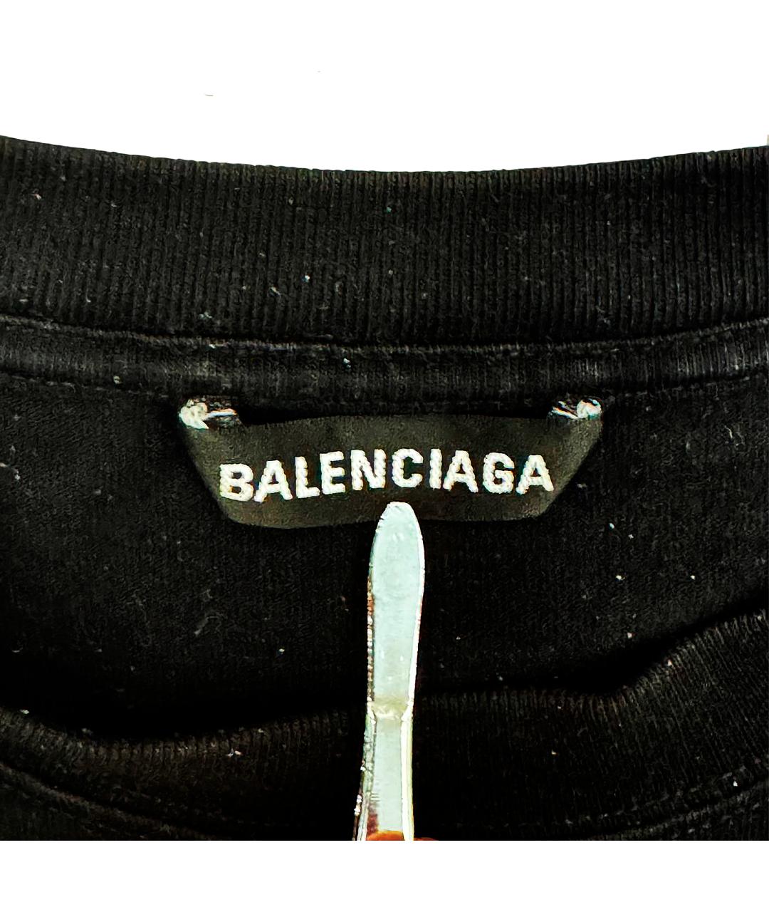 BALENCIAGA Черная хлопковая футболка, фото 3