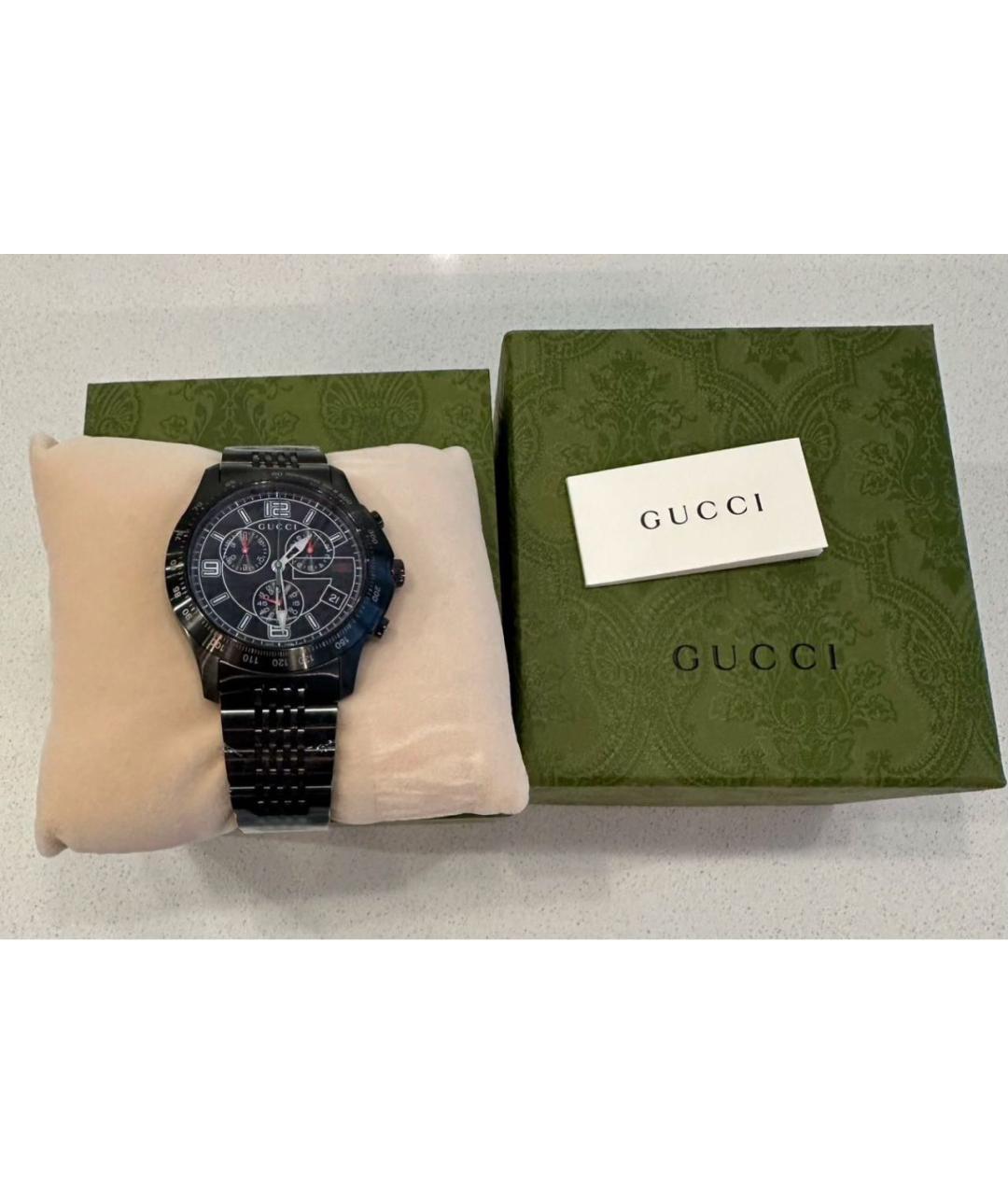 GUCCI Черные стальные часы, фото 6