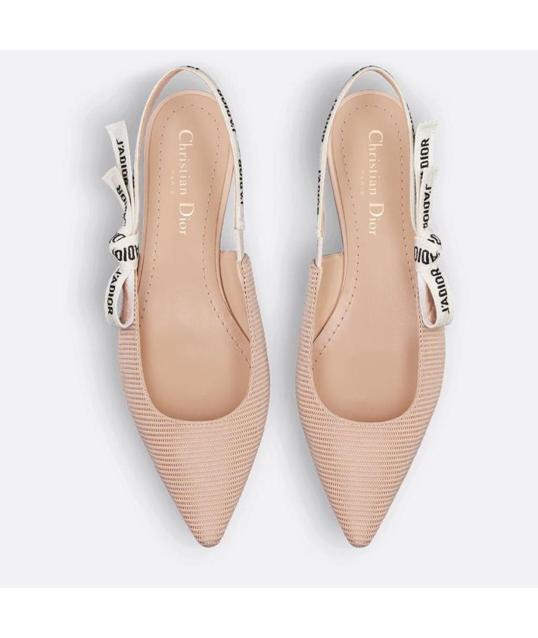 CHRISTIAN DIOR Бежевые текстильные балетки, фото 2
