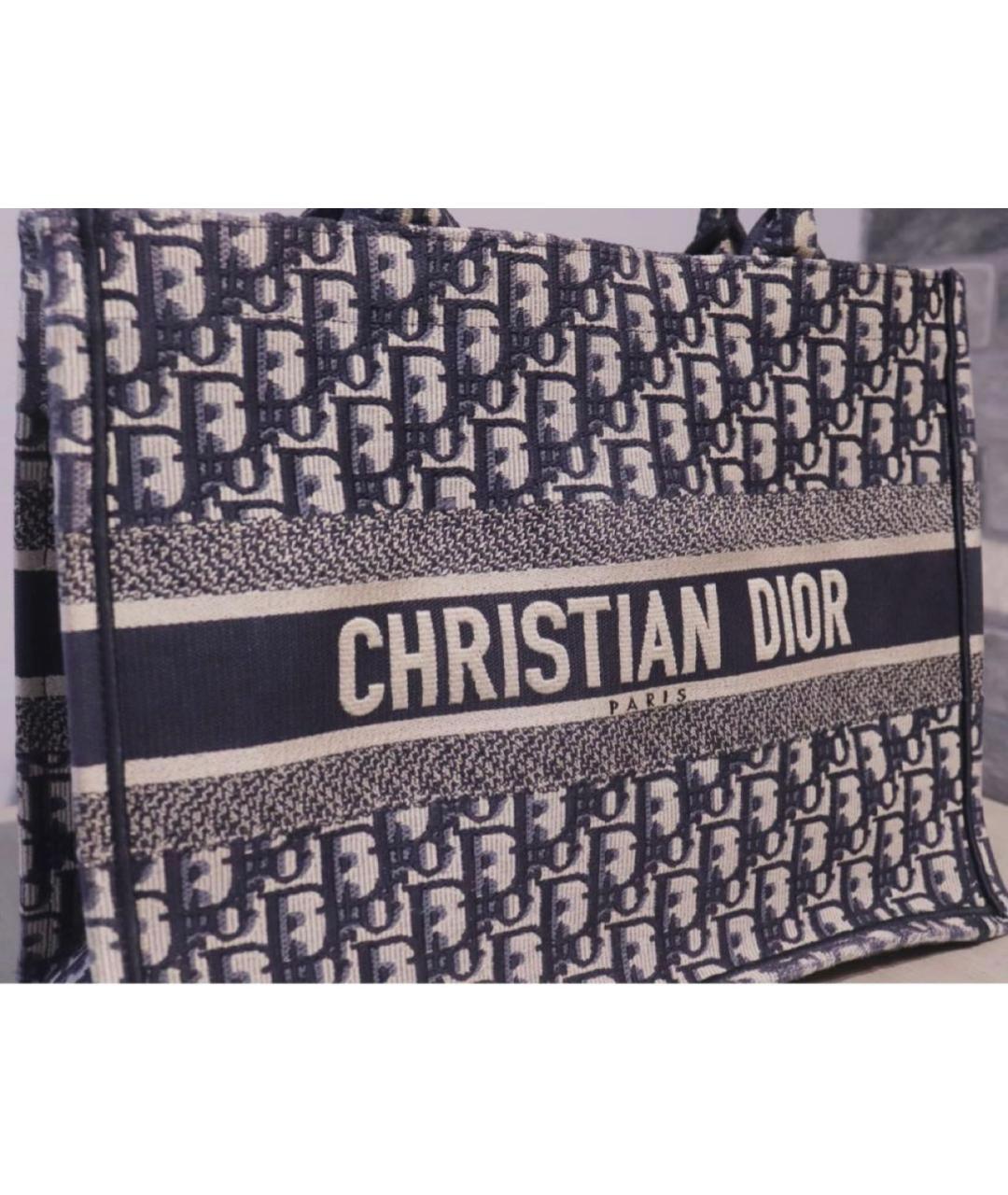 CHRISTIAN DIOR Синяя хлопковая сумка тоут, фото 3