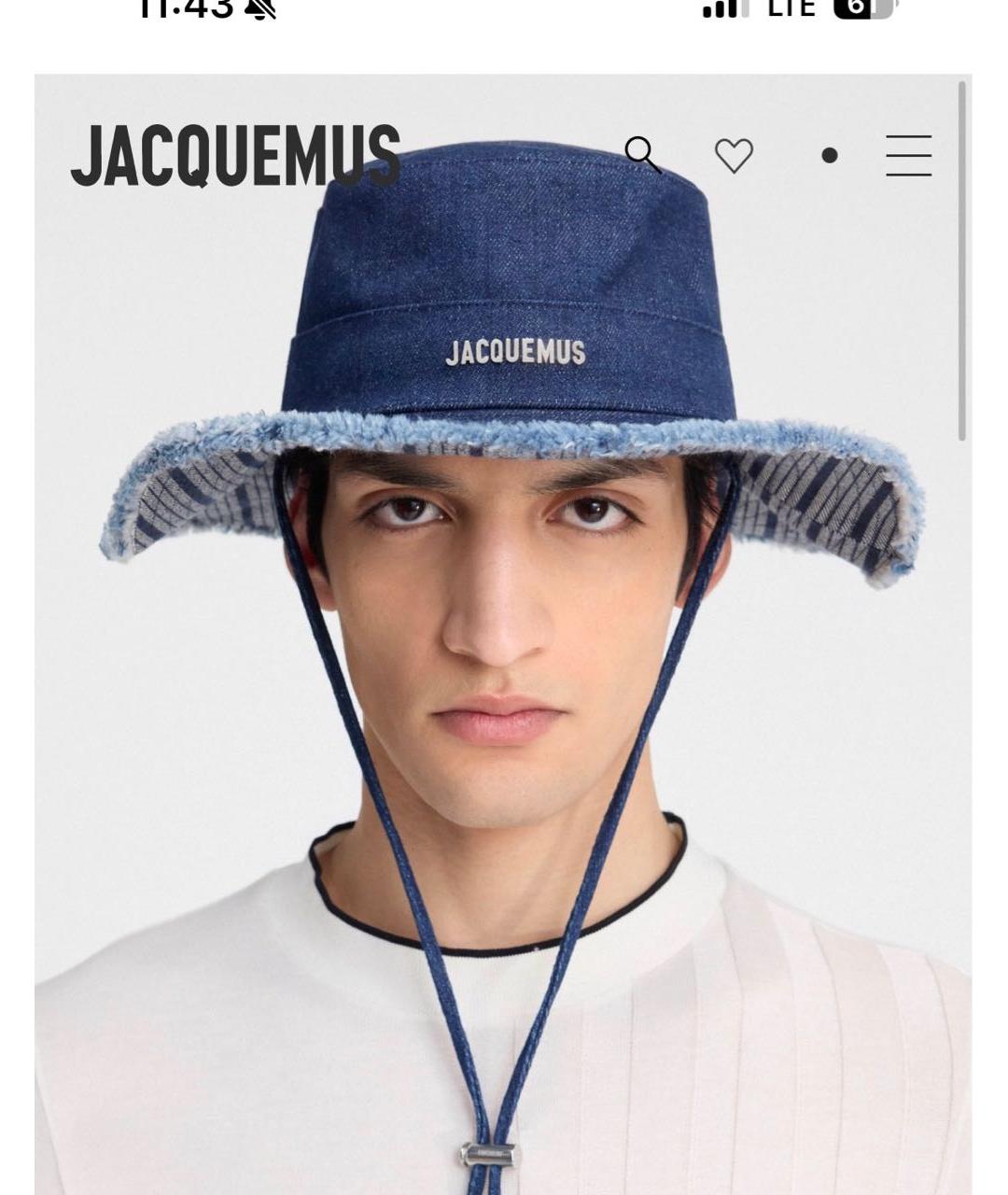 JACQUEMUS Темно-синяя хлопковая панама, фото 8