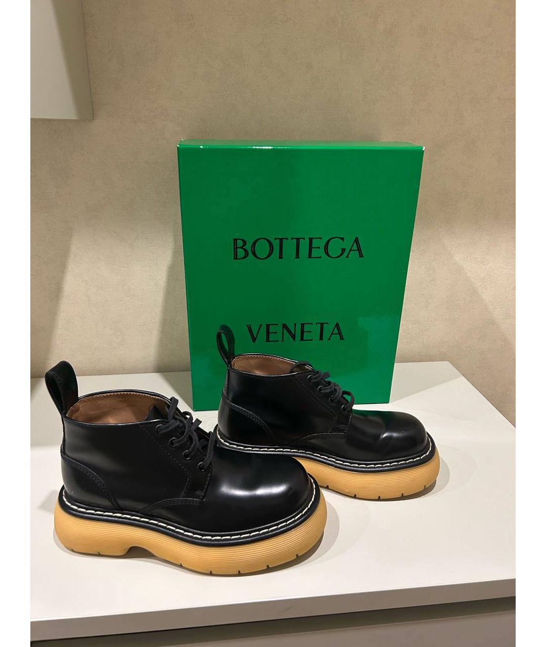 BOTTEGA VENETA Черные кожаные ботинки, фото 5