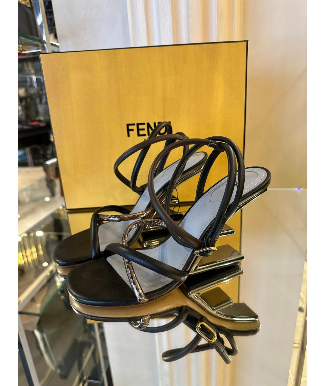 FENDI Мульти кожаные босоножки, фото 4