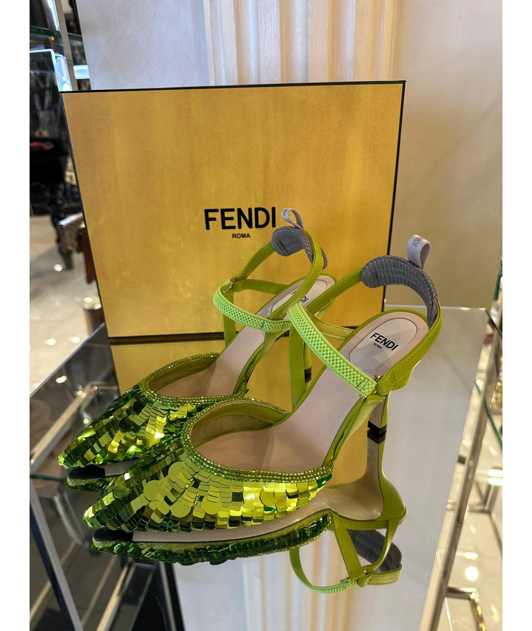 FENDI Салатовые туфли, фото 4