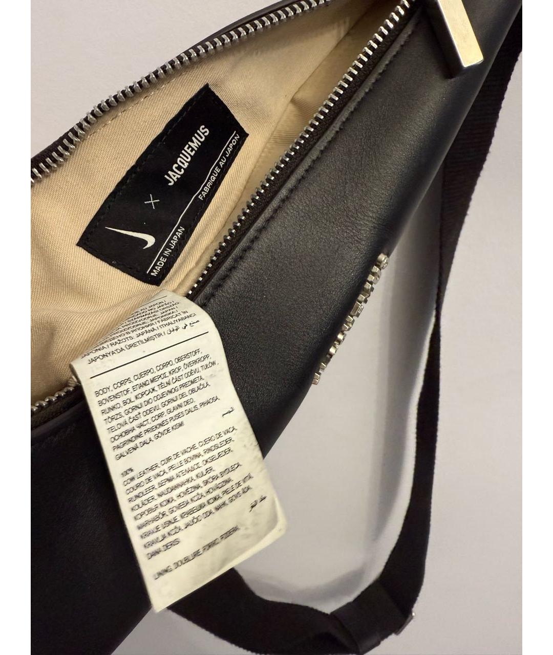 JACQUEMUS Черная кожаная сумка через плечо, фото 4